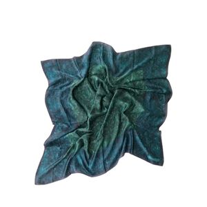 Anne Klein Square Scarf 34" Floral Scroll Baroque Pattern Green Blue Teal